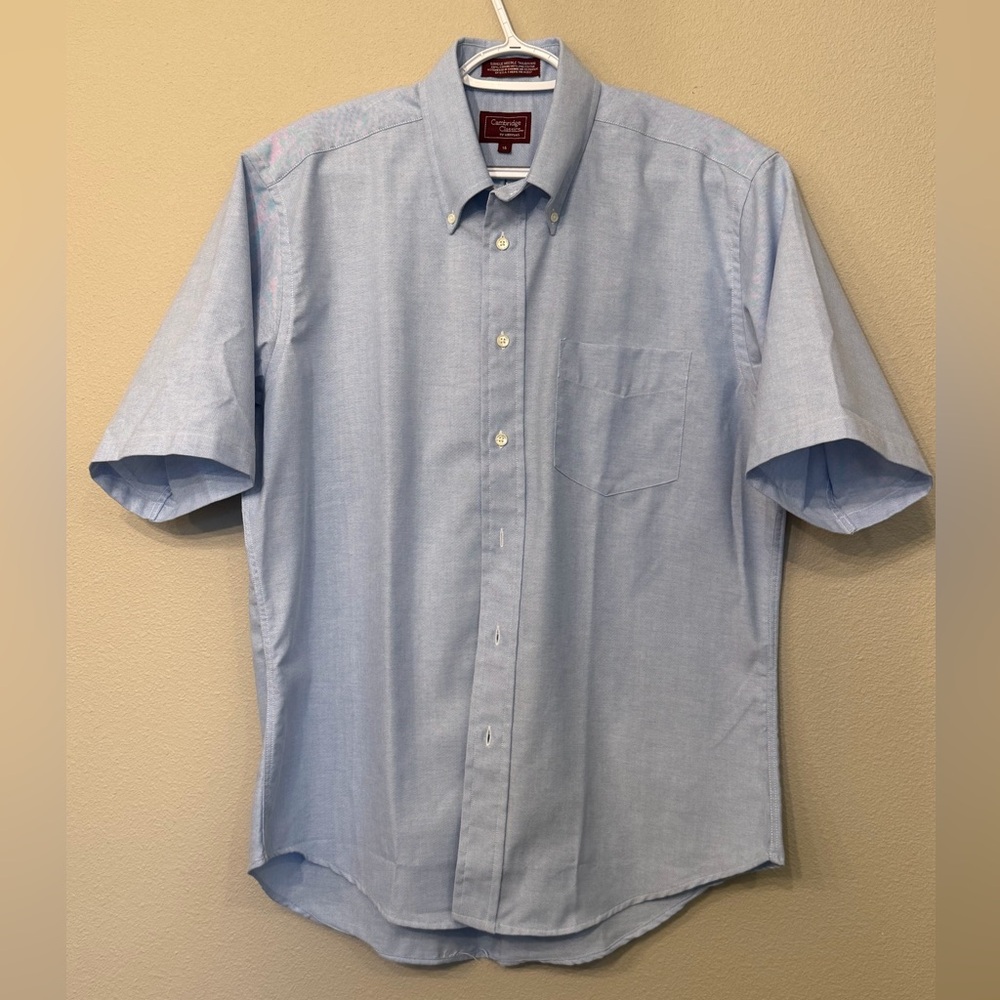Cambridge Classics for Mervyn’s Light Blue Short Sleeve Button Down Mens 16 Y2K